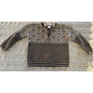 Hanna Andersson Sweater KIDS 100% Cotton Sz 5/110 Fair Isle Quarter Zip Nordic